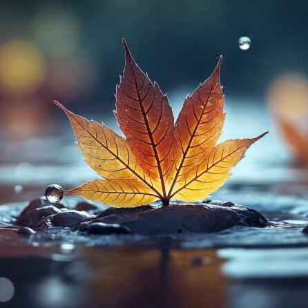 golden leaf in water